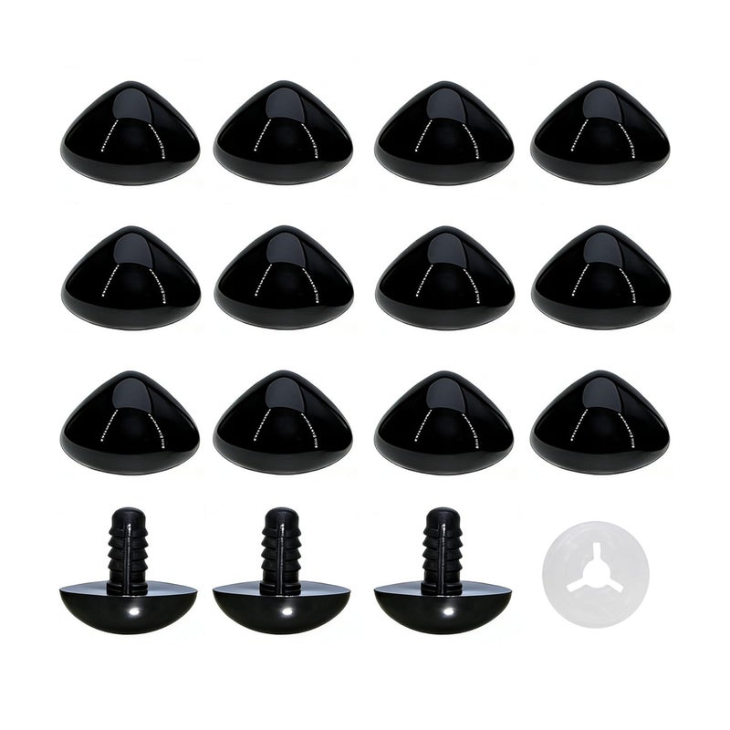 BESTCYC 1 Box(50PCS) 19.5mm Black Plastic D-Type Animal Safety Nose with Washers for Bear, Doll, Puppet, Plush Animal and Craft - Image 1